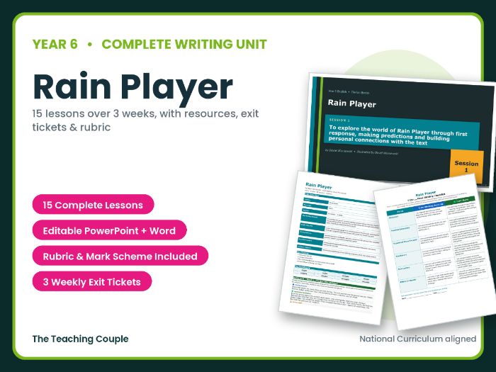 Rain Player | Year 6 English Unit | 15 Complete Lessons + Resources + Mark Scheme