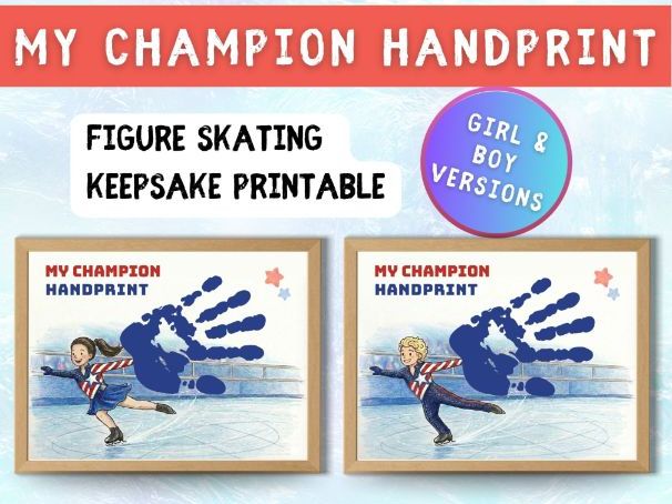 Figure Skating Handprint Craft Printable for Kids (Ages 3–7) – “My Champion” Ice Skating Keepsake