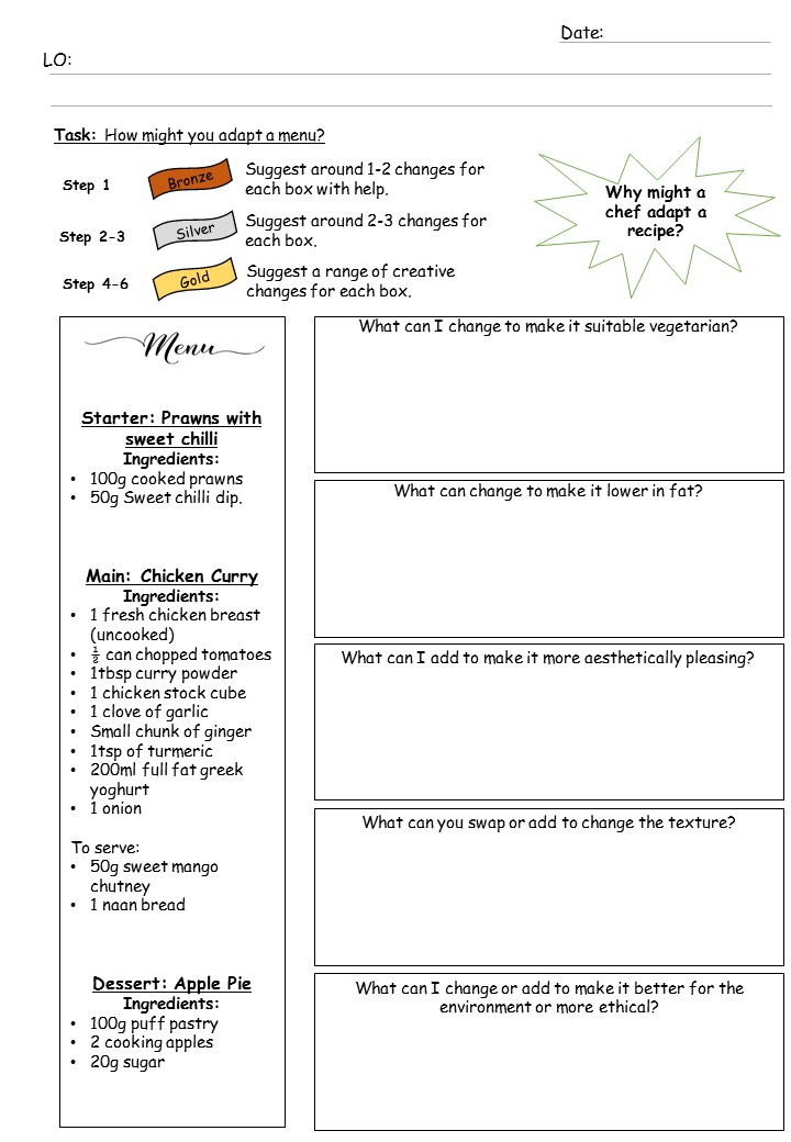 ks3 food technology student booklets teaching resources