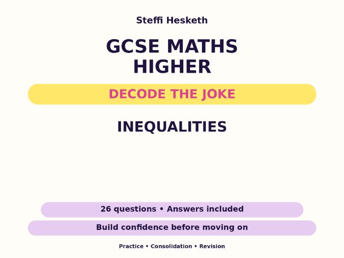 Inequalities | GCSE Decode the Joke + Answers