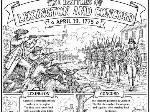 American Revolution Colouring Page- The Battles of Lexington and Concord