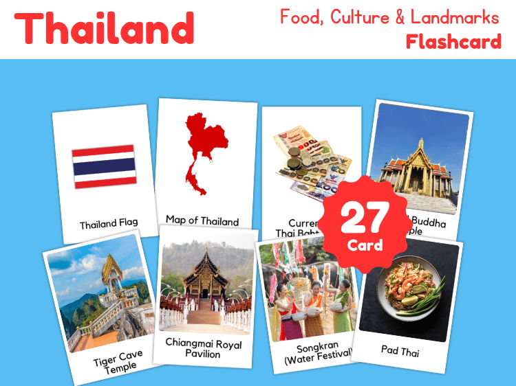 Thailand Geography Flashcards | 27 Printable Country Study Cards