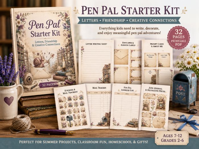 Pen Pal Starter Kit | 32-Page Printable Letter Writing & Friendship Activities | Summer Project