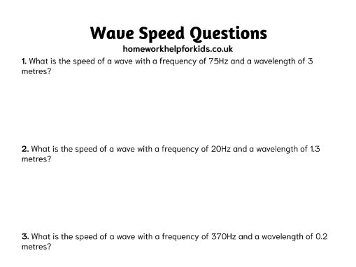 Wave speed worksheet