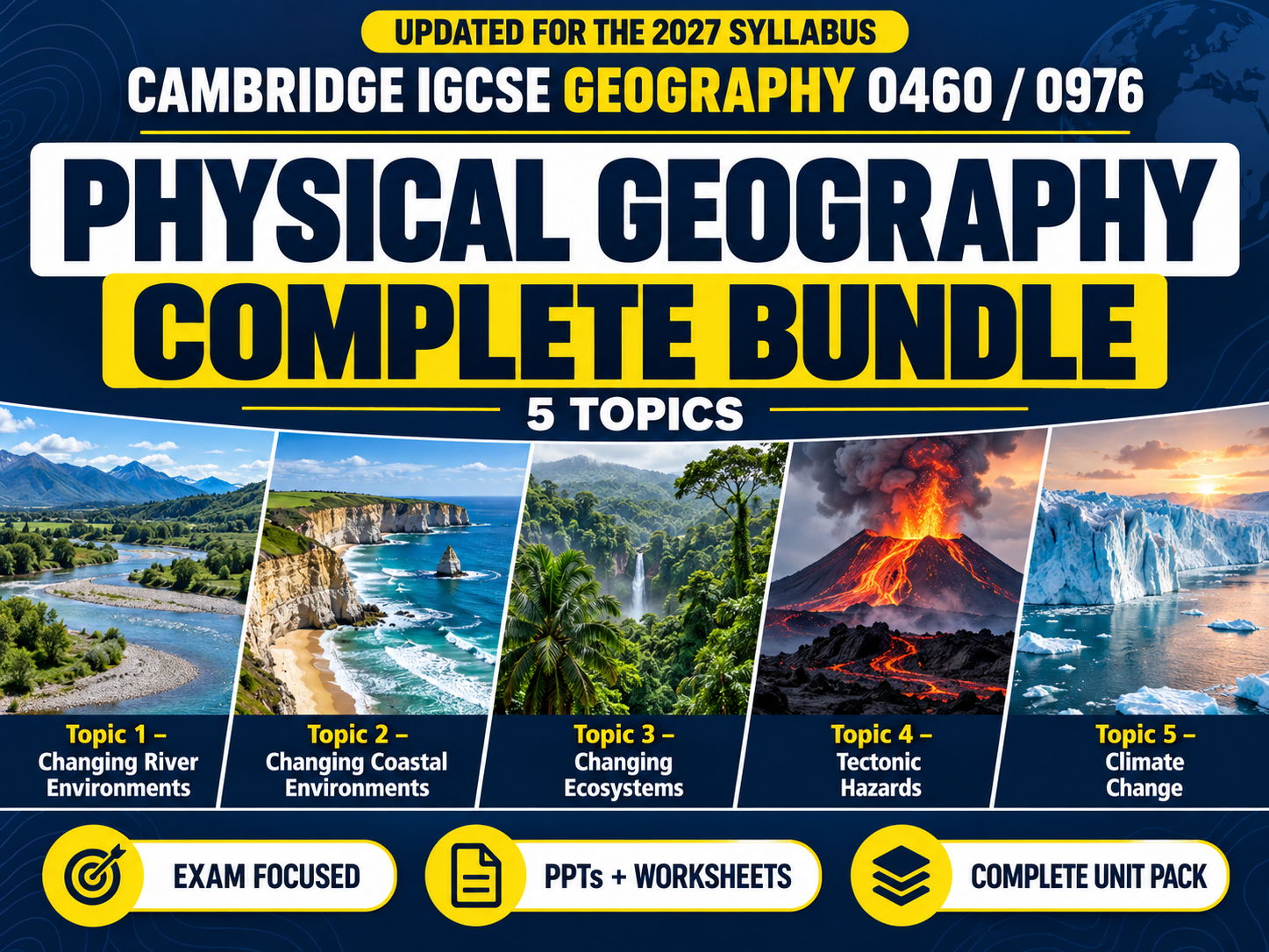 Topics 1–5: Physical Geography Complete Bundle (UPDATED FOR 2027) | Cambridge iGCSE Geography 0460