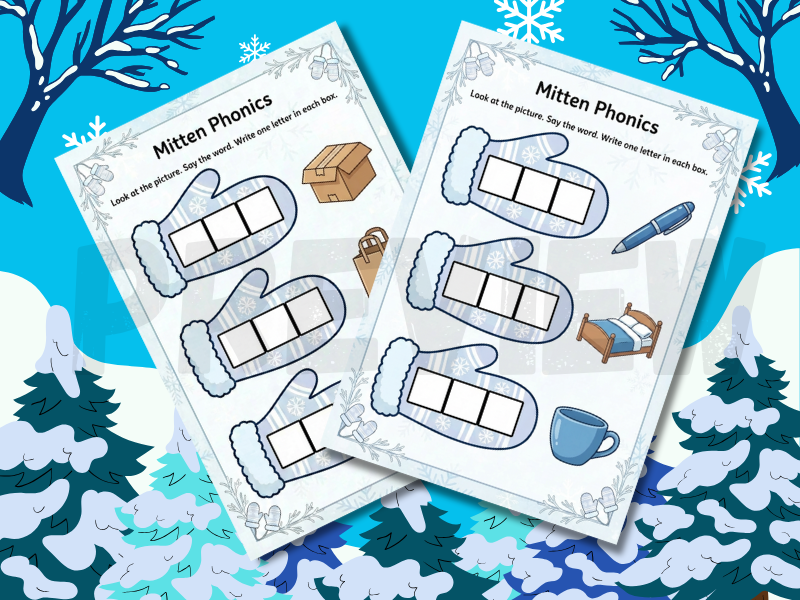 Mitten Phonics – CVC Word Building Worksheets