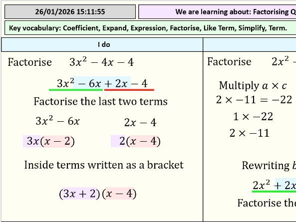 Factorising Quadratics when a>1 - Full Lesson