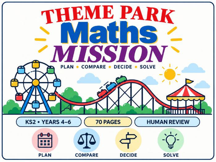 Theme Park Maths Mission | KS2 Real-World Maths Challenges | Years 4–6 | 70 Pages