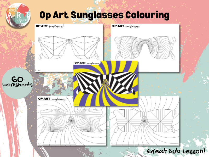 Op Art Sunglasses Drawing Templates | summer fun activity