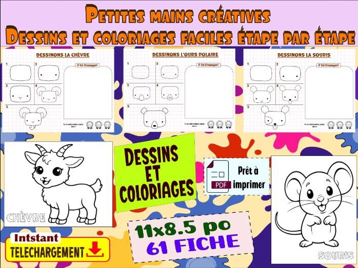Petites mains créatives – Dessins et coloriages faciles étape par étape