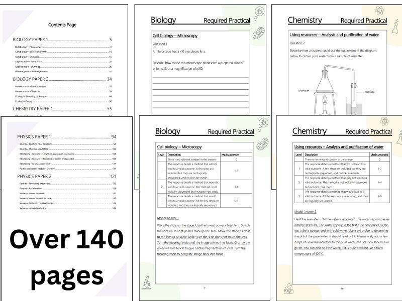 AQA Separate Science Required practical extended response booklet