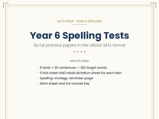 Year 6 SATs Spelling Practice Tests