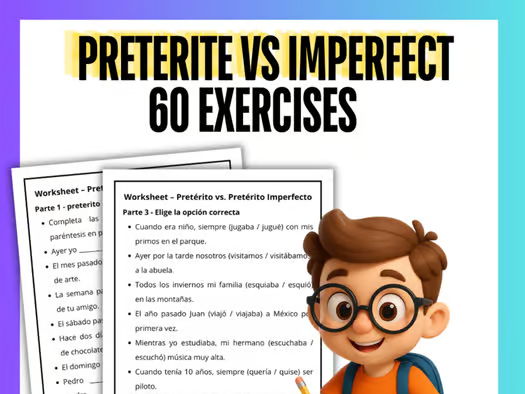 El Pretérito y El Imperfecto Preterite vs Imperfect Tense | Spanish Worksheets
