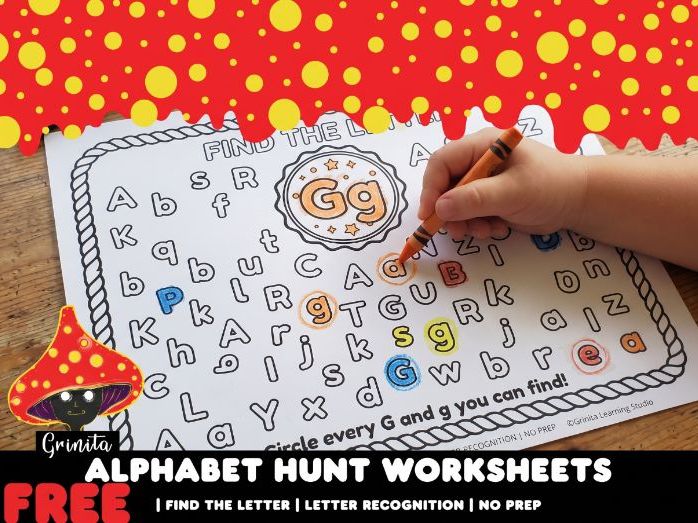 Alphabet Hunt Worksheets | Find the Letter | Letter Recognition | No Prep Free