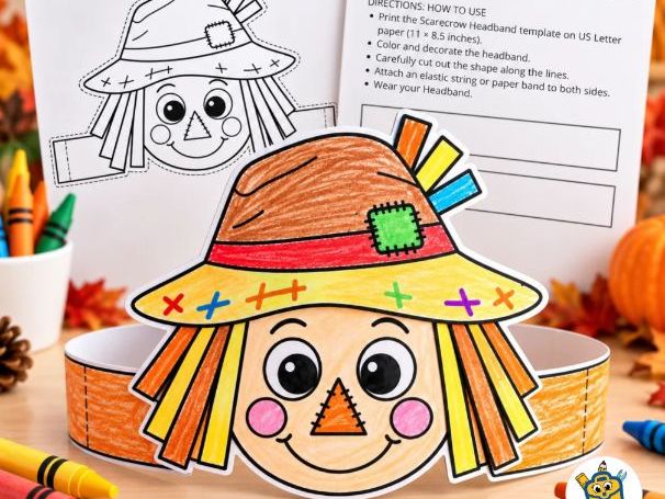 Scarecrow Headband Craft | Fun Fall Classroom Activity | Preschool Kindergarten