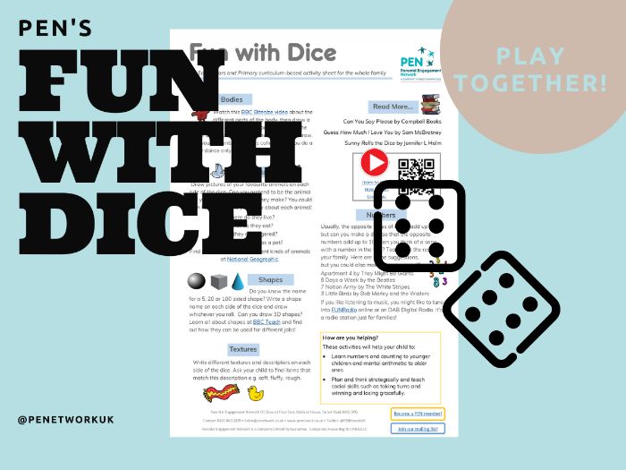 Fun With Dice. An EYFS/KS1/KS2 Family Home Learning Sheet. Teaching