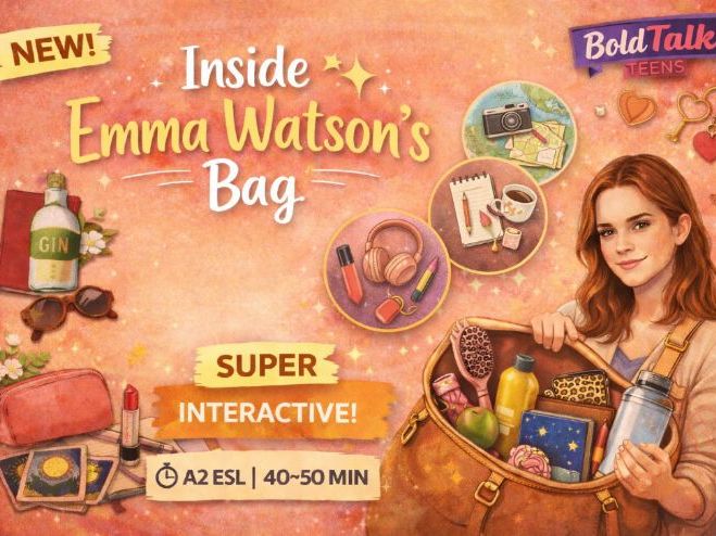Inside Emma Watson’s Bag | Interactive A2 ESL Lesson with Video, Games & Teacher’s Guide