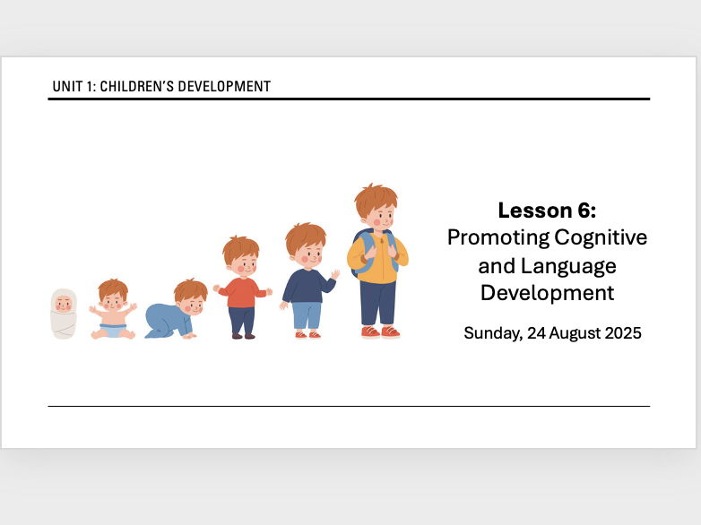 AAQ Early Childhood Development Unit 1 - Promoting Cognitive and Language Development C2