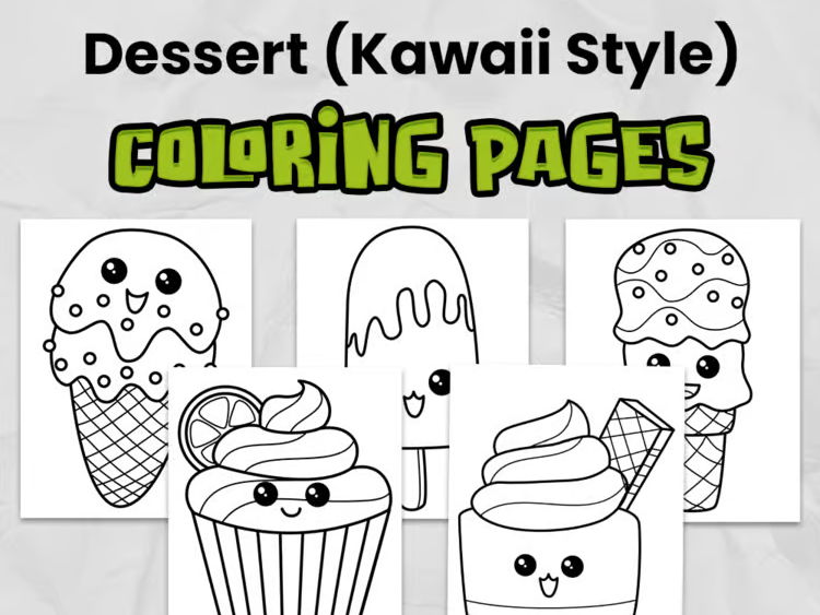 Kawaii Dessert Coloring Pages | Coloring Sheets for Kindergarten & Elementary