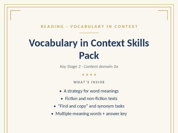 Vocabulary in Context Skills Pack