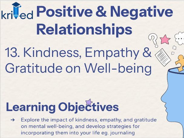 Kindness, Empathy & Gratitude on Well-being– KS3 Year 9 PSHE Lesson on Mental Wellbeing