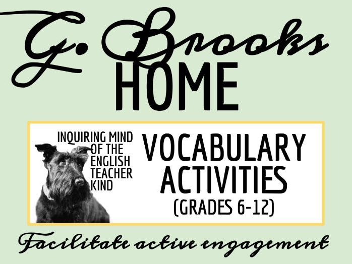 "Home" by Gwendolyn Brooks Vocabulary Games and Activities for High School