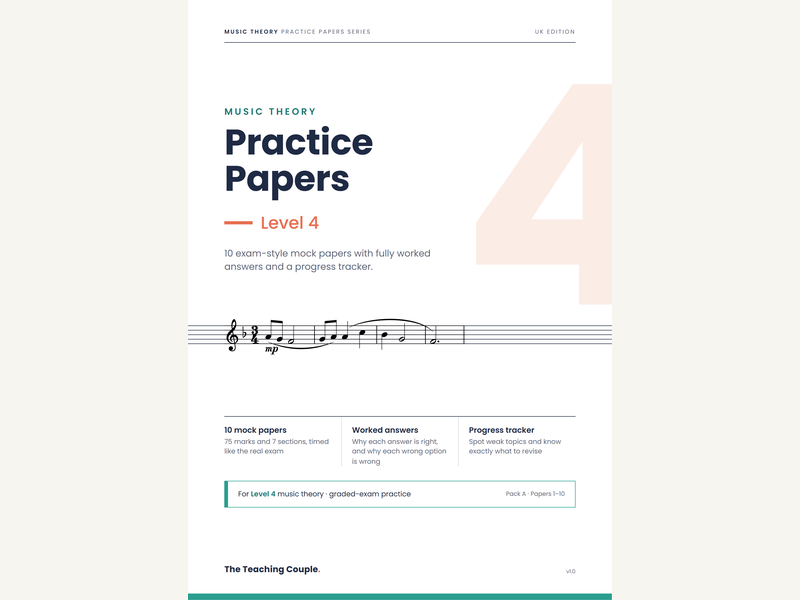 Level 4 Music Theory Practice Papers – Pack A (10 Mock Papers)