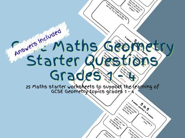 GCSE Maths Geometry Starter Questions Grades 1 - 4