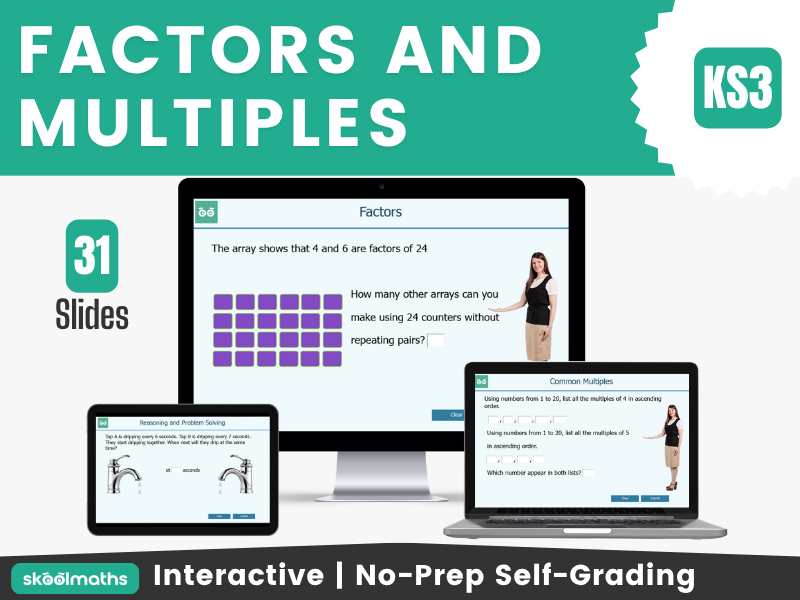 Factors and Multiples | LCM and HCF Interactive KS3 Maths Lesson and Activities