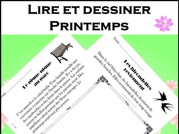 Lire et dessiner - Printemps (10 textes) / Read and Draw - Spring