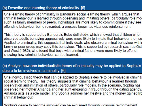 WJEC Criminology Unit 2 - 2025 Exam Model Answers