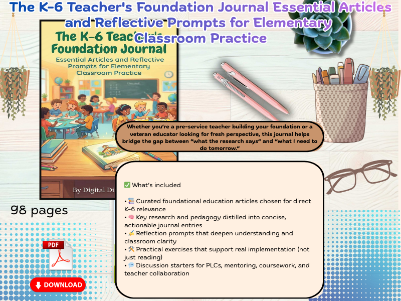 The K-6 Teacher’s Foundation Journal-research-informed companion created to help elementary educator