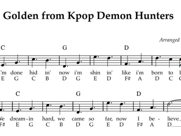 Golden Kpop Demon Hunters Piano Lead Sheet