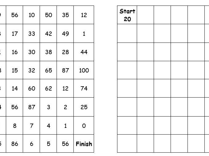 Counting forward and back to 20