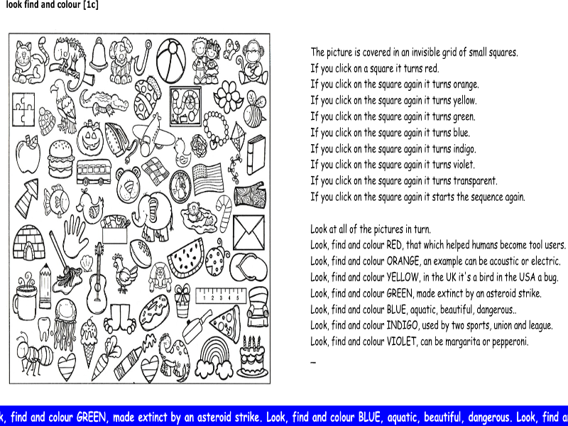 following instructions [look find and colour] [1c]