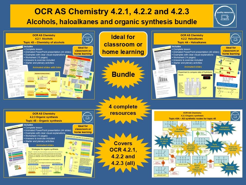 Alcohols, haloalkanes and organic synthesis bundle OCR AS Chemistry
