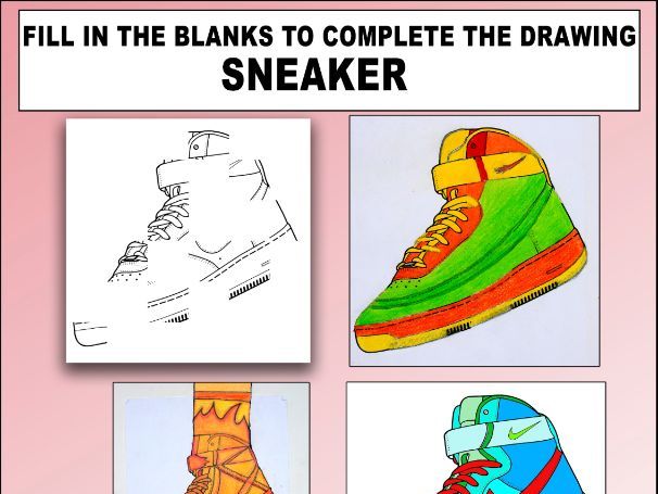 Sneaker Drawing & Coloring Template: Shape, Form & Proportion Art for Grade 1-12