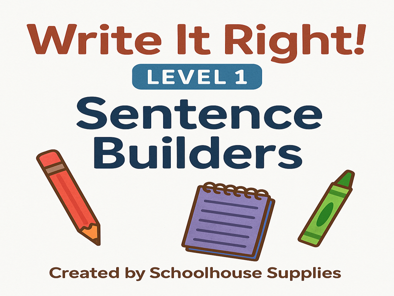 Write It Right! – Level 1: Sentence Starters & Simple Writing | Free Printable