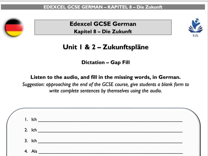 NEW EDEXCEL GCSE GERMAN - LISTENING EXERCISES - CHAPTER 8