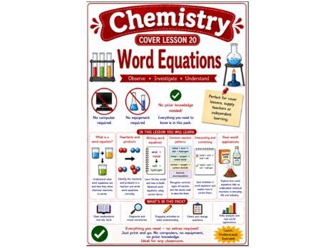 Chemistry cover lesson 20 Word equations (Ch20) science