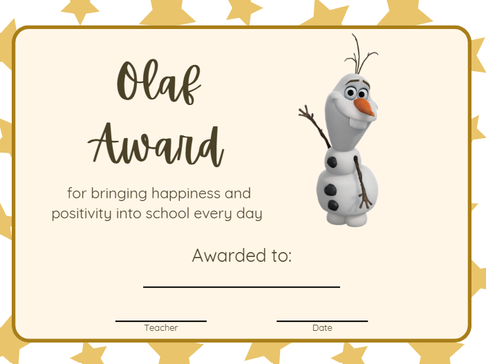 30 Disney & Pixar End of Year Class Awards Certificates