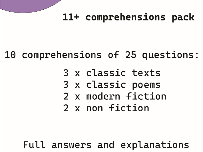 Bundle of 10 11+ comprehensions, GL style
