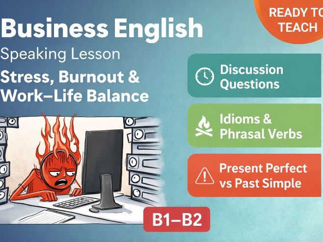 Business English Speaking Lesson: Stress, Burnout & Work–Life Balance (B1–B2)