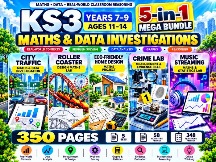 KS3 Maths & Data Investigations 5-in-1 Mega Bundle | Years 7–9 | 350 Pages