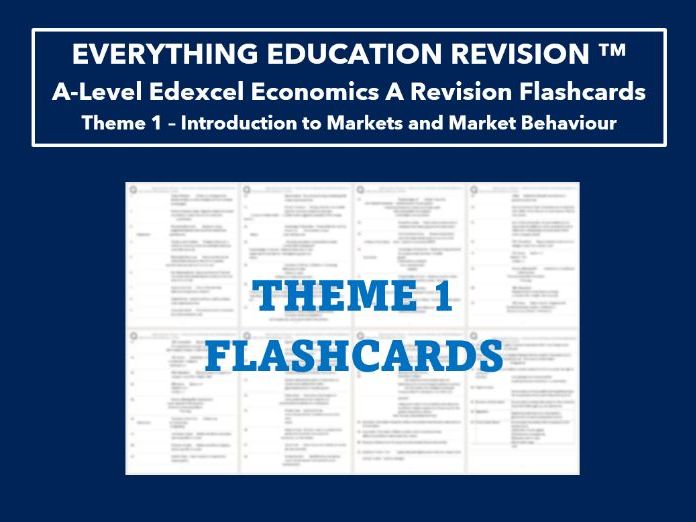 A-Level Edexcel Economics A Flashcards for Theme 1 – Introduction to Markets and Market Failure