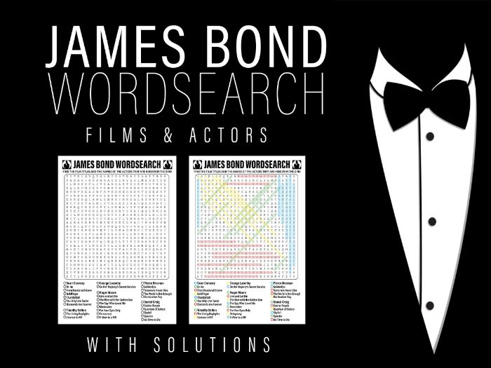 JAMES BOND - WORDSEARCH - FILMS & ACTORS - END OF YEAR÷TERM ACTIVITY?