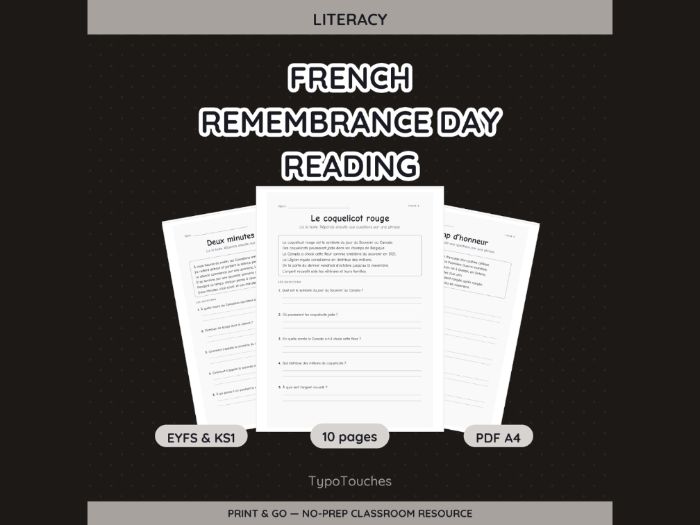 French Remembrance Day Reading | 10 pp