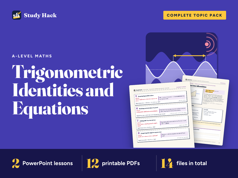 A-level Maths Trigonometric Identities and Equations Complete Topic Pack