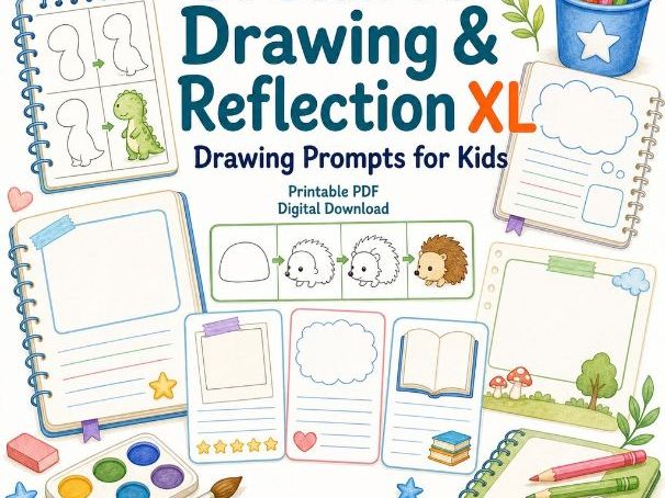 Creative Drawing & Reflection XL | Drawing Prompts for Kids | Printable PDF | Digital Download