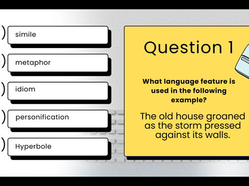 Language Features Quiz – Imagery, Figurative Techniques & Writer’s Craft (Functional Skills & GCSE E